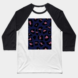 Pink and Blue Leopard Print Pattern Baseball T-Shirt